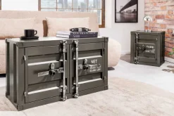 Container-Schrank GLOBETROTTER 80cm anthrazit Metall Couchtisch mit Flügeltüren Kommode