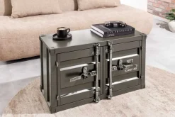 Container-Schrank GLOBETROTTER 80cm anthrazit Metall Couchtisch mit Flügeltüren Kommode