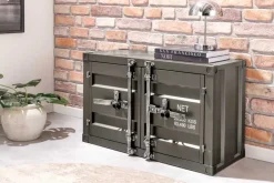Container-Schrank GLOBETROTTER 80cm anthrazit Metall Couchtisch mit Flügeltüren Kommode