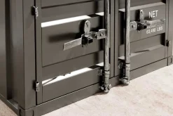 Container-Schrank GLOBETROTTER 80cm anthrazit Metall Couchtisch mit Flügeltüren Kommode