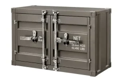 Container-Schrank GLOBETROTTER 80cm anthrazit Metall Couchtisch mit Flügeltüren Kommode