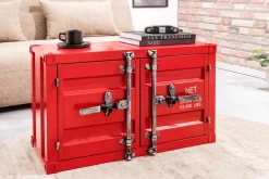 Container-Schrank GLOBETROTTER 80cm rot Metall Couchtisch mit Flügeltüren Kommode
