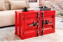 Container-Schrank GLOBETROTTER 80cm rot Metall Couchtisch mit Flügeltüren Kommode