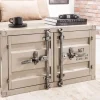 Container-Schrank GLOBETROTTER 80cm greige Metall Couchtisch mit Flügeltüren Kommode