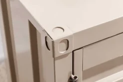 Container-Schrank GLOBETROTTER 80cm greige Metall Couchtisch mit Flügeltüren Kommode