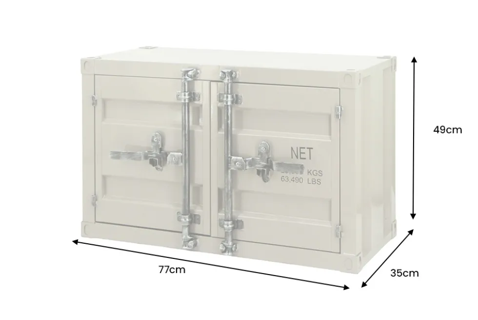 Container-Schrank GLOBETROTTER 80cm greige Metall Couchtisch mit Flügeltüren Kommode