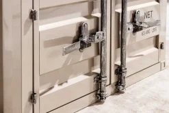 Container-Schrank GLOBETROTTER 80cm greige Metall Couchtisch mit Flügeltüren Kommode