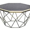 Couchtisch DIAMOND 70cm schwarz weiß messing Mosaik Kunsthandwerk