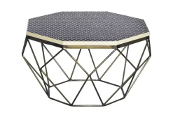 Couchtisch DIAMOND 70cm schwarz weiß messing Mosaik Kunsthandwerk