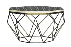 Couchtisch DIAMOND 70cm schwarz weiß messing Mosaik Kunsthandwerk