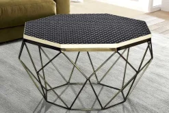 Couchtisch DIAMOND 70cm schwarz weiß messing Mosaik Kunsthandwerk