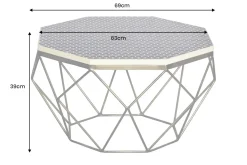 Couchtisch DIAMOND 70cm schwarz weiß messing Mosaik Kunsthandwerk