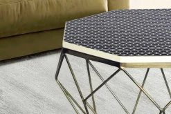 Couchtisch DIAMOND 70cm schwarz weiß messing Mosaik Kunsthandwerk