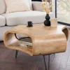 Couchtisch ORGANIC LIVING 70cm natur cream finish Mangoholz mit Hairpin Legs