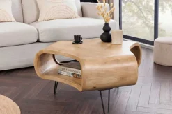 Couchtisch ORGANIC LIVING 70cm natur cream finish Mangoholz mit Hairpin Legs