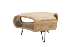 Couchtisch ORGANIC LIVING 70cm natur cream finish Mangoholz mit Hairpin Legs