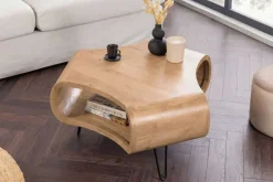 Couchtisch ORGANIC LIVING 70cm natur cream finish Mangoholz mit Hairpin Legs