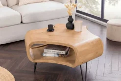 Couchtisch ORGANIC LIVING 70cm natur cream finish Mangoholz mit Hairpin Legs