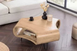 Couchtisch ORGANIC LIVING 90cm natur cream finish Mangoholz mit Hairpin Legs