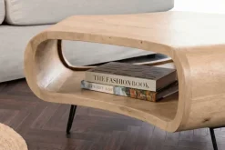 Couchtisch ORGANIC LIVING 90cm natur cream finish Mangoholz mit Hairpin Legs