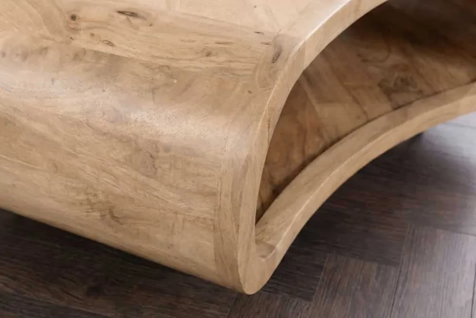 Couchtisch ORGANIC LIVING 90cm natur cream finish Mangoholz mit Hairpin Legs