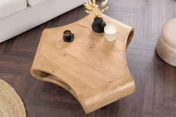 Couchtisch ORGANIC LIVING 90cm natur cream finish Mangoholz mit Hairpin Legs