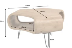 Couchtisch ORGANIC LIVING 90cm natur cream finish Mangoholz mit Hairpin Legs