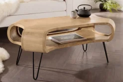 Couchtisch ORGANIC LIVING 100cm natur cream finish Mangoholz mit Hairpin Legs