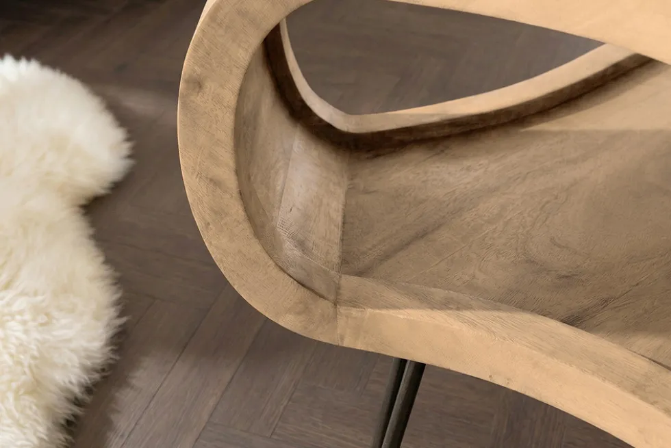 Couchtisch ORGANIC LIVING 100cm natur cream finish Mangoholz mit Hairpin Legs