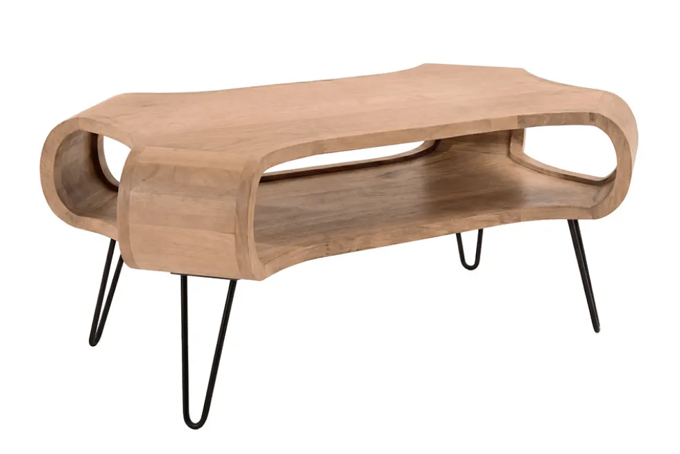 Couchtisch ORGANIC LIVING 100cm natur cream finish Mangoholz mit Hairpin Legs
