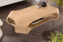 Couchtisch ORGANIC LIVING 100cm natur cream finish Mangoholz mit Hairpin Legs