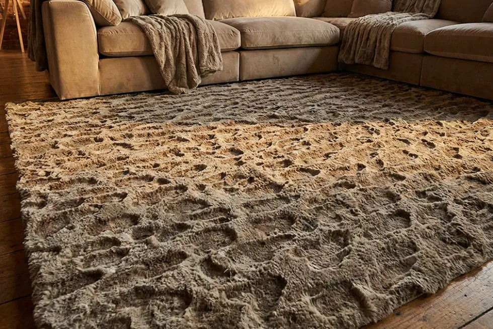 3D Hochflor Teppich DUNE 230x160cm taupe Hoch-Tief-Effekt