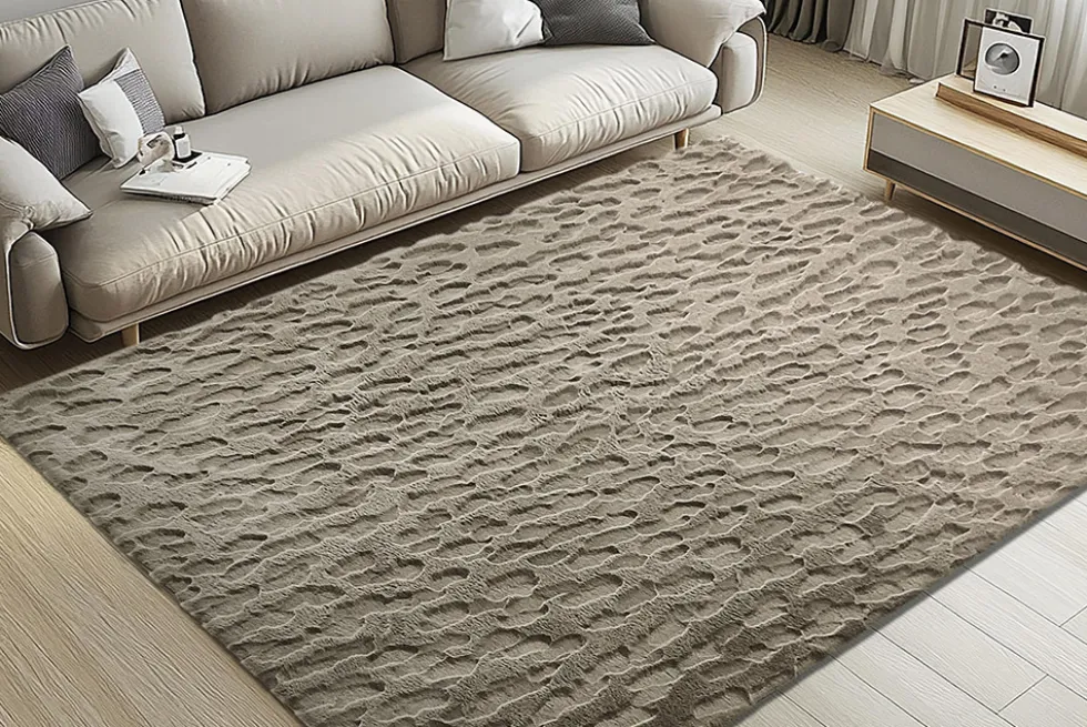 3D Hochflor Teppich DUNE 230x160cm taupe Hoch-Tief-Effekt