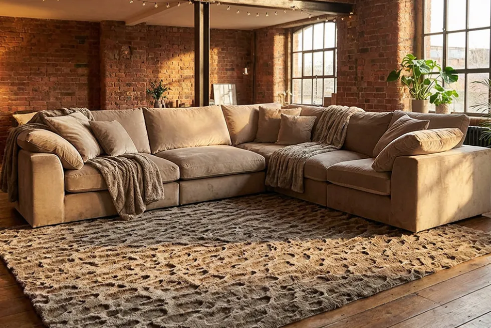 3D Hochflor Teppich DUNE 230x160cm taupe Hoch-Tief-Effekt