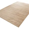 3D strukturierter Kurzflor XXL Teppich WAVE 350x235cm beige Hoch-Tief-Effekt