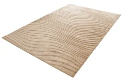 3D strukturierter Kurzflor XXL Teppich WAVE 350x235cm beige Hoch-Tief-Effekt
