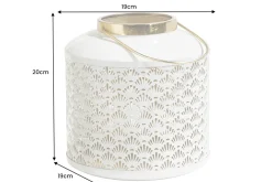 Deko Windlicht CANDLELIGHT 20cm beige-grün Metall handmade Laterne