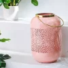 Deko Windlicht CANDLELIGHT 30cm pastell-rosa Metall handmade Laterne