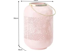 Deko Windlicht CANDLELIGHT 30cm pastell-rosa Metall handmade Laterne