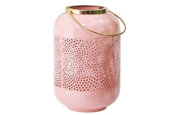 Deko Windlicht CANDLELIGHT 30cm pastell-rosa Metall handmade Laterne