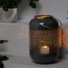 Deko Windlicht CANDLELIGHT 30cm grau Metall handmade Laterne