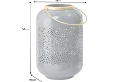 Deko Windlicht CANDLELIGHT 30cm grau Metall handmade Laterne
