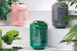 Deko Windlicht CANDLELIGHT 30cm grau Metall handmade Laterne