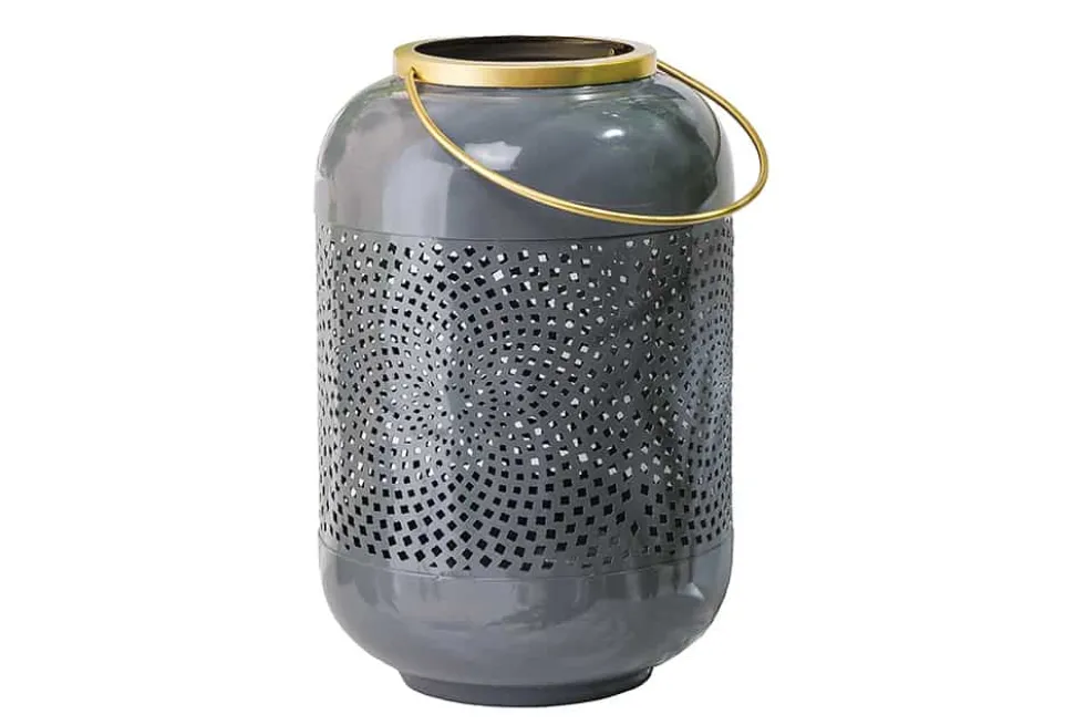 Deko Windlicht CANDLELIGHT 30cm grau Metall handmade Laterne