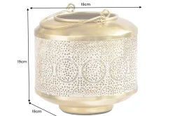 Deko Windlicht ORIENT 20cm gold Metall mit Patina handmade Laterne