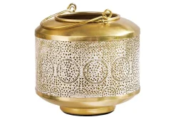 Deko Windlicht ORIENT 20cm gold Metall mit Patina handmade Laterne