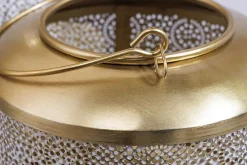Deko Windlicht ORIENT 25cm gold Metall mit Patina handmade Laterne