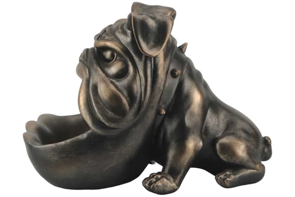 Deko-Figur BULLDOG 30cm bronze mit Ablagefach handmade