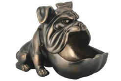 Deko-Figur BULLDOG 30cm bronze mit Ablagefach handmade