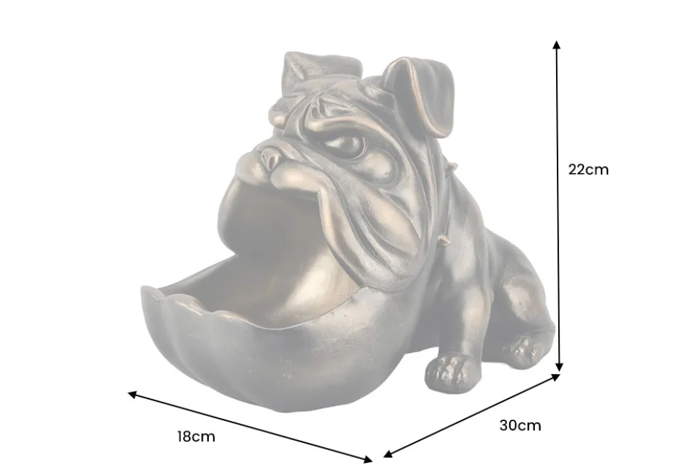 Deko-Figur BULLDOG 30cm bronze mit Ablagefach handmade